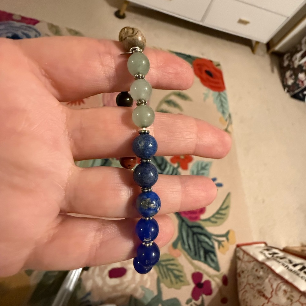 Elegant Blue and Green‎ Beaded Bracelet